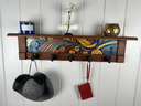 Abstract Wave | Rustic Wall Coat Rack with Decorative Shelf | Entryway Organizer with Black Hooks | Handcrafted Wood Coat Hanger | Farmhouse Hallway Storage