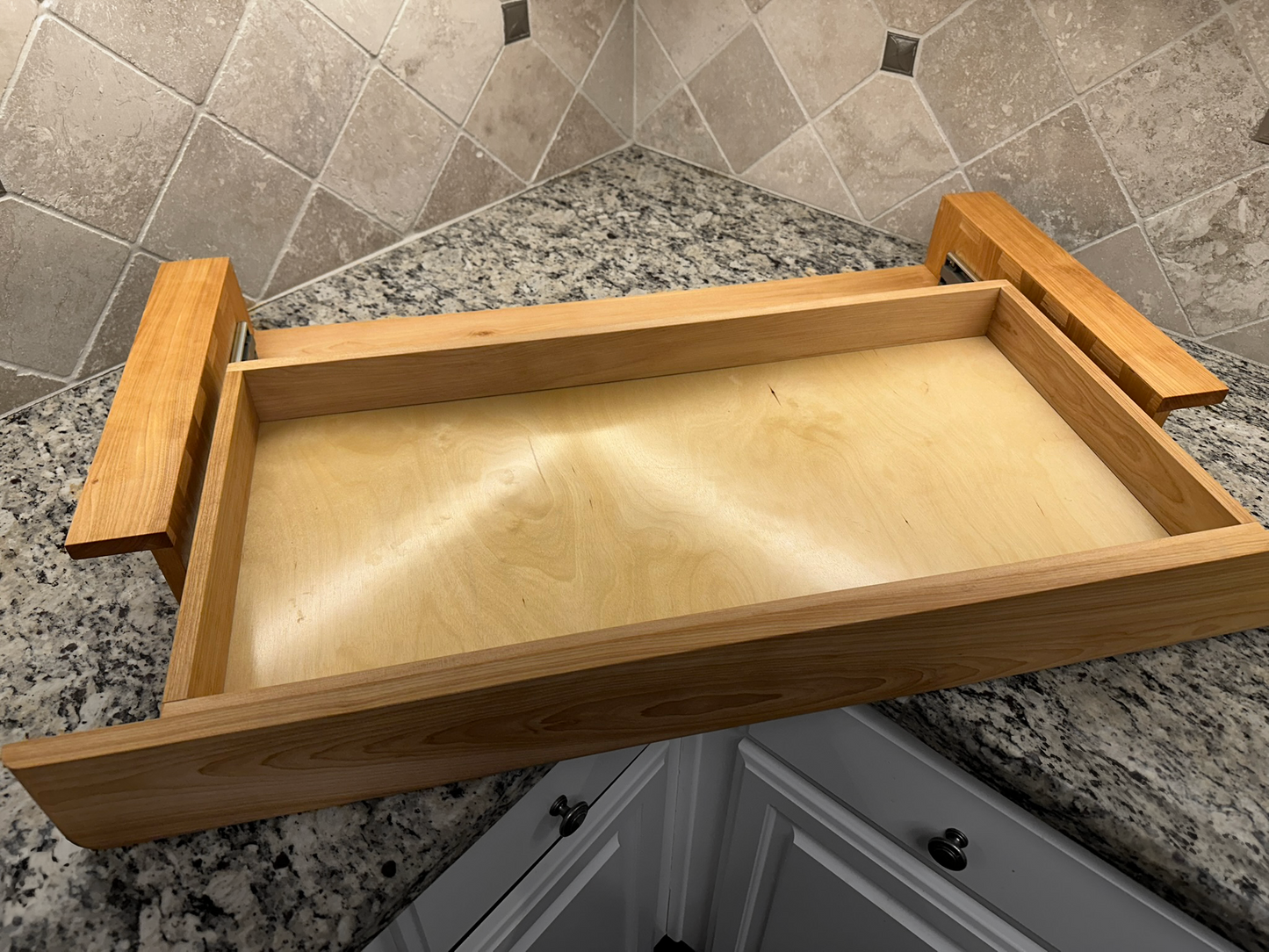 Drawer Unit | Birch, Half Blind Dovetail, 5/8" Sides, 1/4" Birch Ply Bottom, Clear Coated, Open Top Desk Mounted, Front Mounted Drawer Front