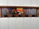 River Guardians Autumn Ember | Rustic Wall Coat Rack with Decorative Shelf | Entryway Organizer with Black Hooks | Handcrafted Wood Coat Hanger | Farmhouse Hallway Storage