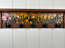 Honeycomb Meadow Clover Honey | Rustic Wall Coat Rack with Decorative Shelf | Entryway Organizer with Black Hooks | Handcrafted Wood Coat Hanger | Farmhouse Hallway Storage