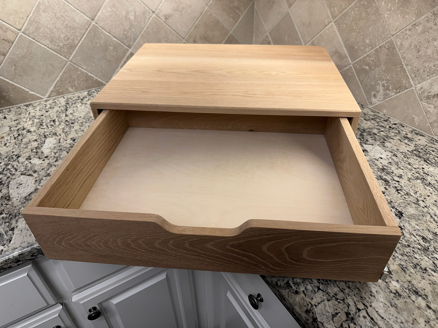 Drawer Unit | White Oak, Half Blind Dovetail, 5/8" Sides, 1/4" Birch Ply Bottom, UnFinished, Pull Cutout, No Drawer Front