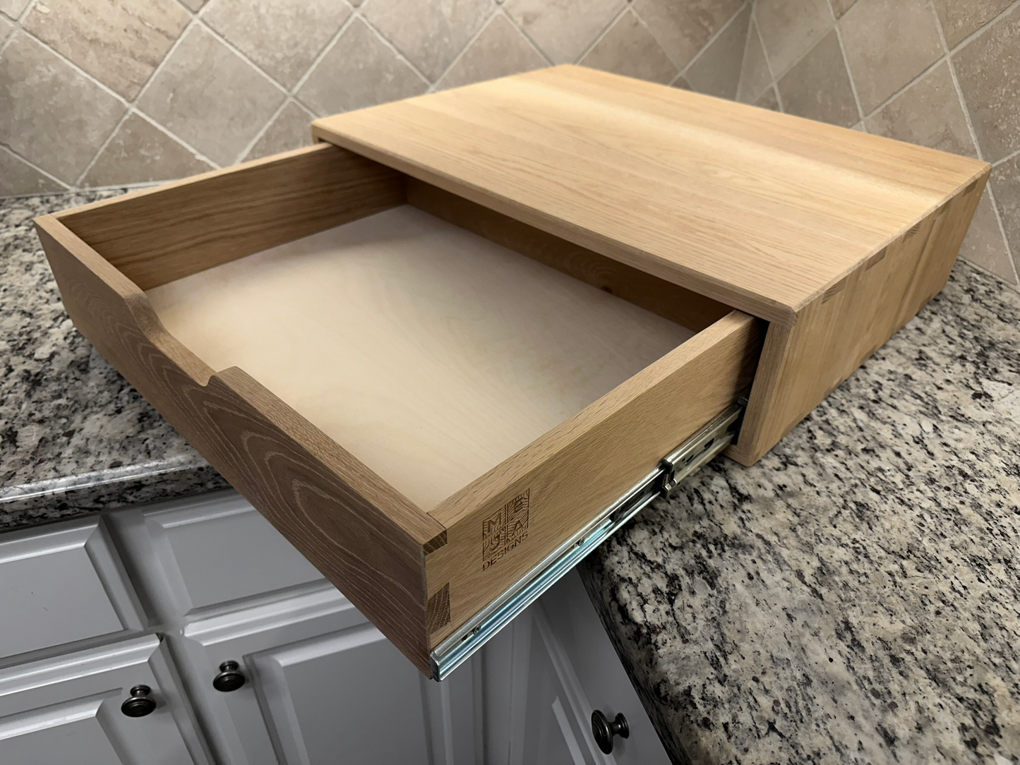 Drawer Unit | White Oak, Half Blind Dovetail, 5/8" Sides, 1/4" Birch Ply Bottom, UnFinished, Pull Cutout, No Drawer Front
