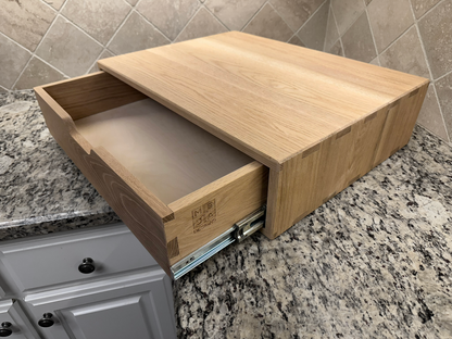 Drawer Unit | White Oak, Half Blind Dovetail, 5/8" Sides, 1/4" Birch Ply Bottom, UnFinished, Pull Cutout, No Drawer Front