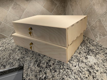 Drawer Unit | Baltic Birch Plywood, Half Blind Dovetail, 5/8" Sides, 1/4" Birch Ply Bottom, UnFinished, Locking Box, Front of Box Drawer Front