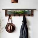 Late Spring Renewal Bear | Rustic Wall Coat Rack with Decorative Shelf | Entryway Organizer with Black Hooks | Handcrafted Wood Coat Hanger | Farmhouse Hallway Storage