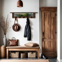 Late Spring Renewal Bear | Rustic Wall Coat Rack with Decorative Shelf | Entryway Organizer with Black Hooks | Handcrafted Wood Coat Hanger | Farmhouse Hallway Storage
