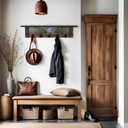 Rocky Mountains Summertime | Rustic Wall Coat Rack with Decorative Shelf | Entryway Organizer with Black Hooks | Handcrafted Wood Coat Hanger | Farmhouse Hallway Storage