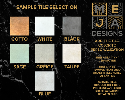 Rustic Cherry Wood Coat Rack w/ Shelf, Tiles and Black Hooks