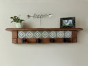 Rustic Cherry Wood Coat Rack with Shelf: Farmhouse Entryway Organizer
