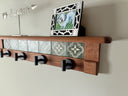 Rustic Cherry Wood Coat Rack with Shelf: Farmhouse Entryway Organizer
