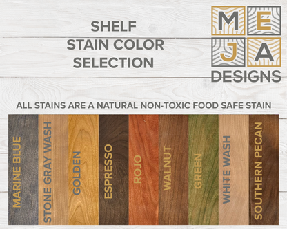 Rustic Cherry Wood Coat Rack w/ Shelf, Tiles and Black Hooks