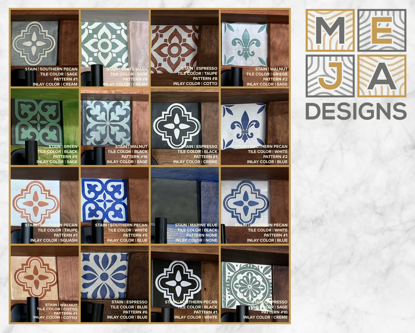 Rustic Cherry Wood Coat Rack w/ Shelf, Tiles and Black Hooks