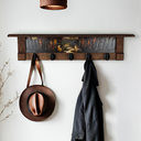 River Guardians Sunrise Sundown | Rustic Wall Coat Rack with Decorative Shelf | Entryway Organizer with Black Hooks | Handcrafted Wood Coat Hanger | Farmhouse Hallway Storage
