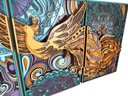 MEJA Designs Majestic Peacock Multi-Layer Wall Art