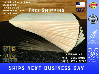 Birch Plywood Sheets 8x12: B/BB Grade Laser Wood