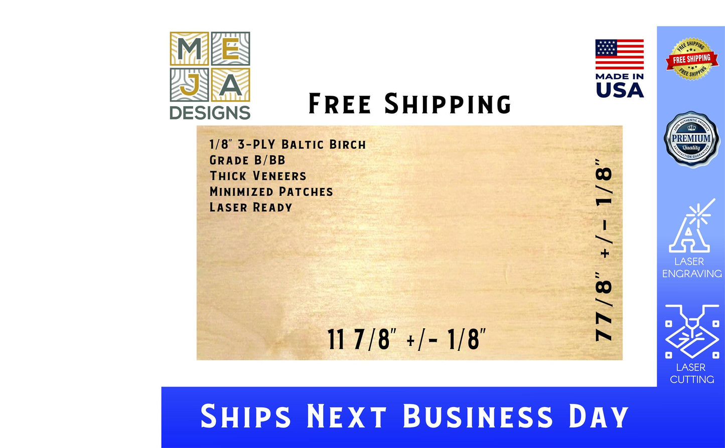 Birch Plywood Sheets 8x12: B/BB Grade Laser Wood