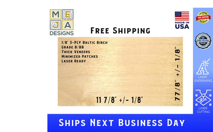 Birch Plywood Sheets 8x12: B/BB Grade Laser Wood