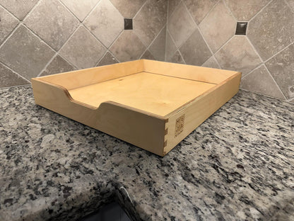 Drawer | Baltic Birch Plywood, Half Blind Dovetail, 1/2" Sides, 1/4" Birch Ply Bottom, Clear Coated, Pull Cut out