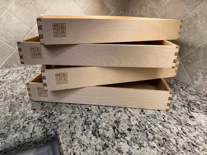 Drawer | Baltic Birch Plywood, Half Blind Dovetail, 1/2" Sides, 1/4" Birch Ply Bottom, Clear Coated, Pull Cut out