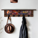Honeycomb Meadow Orange Blossom | Rustic Wall Coat Rack with Decorative Shelf | Entryway Organizer with Black Hooks | Handcrafted Wood Coat Hanger | Farmhouse Hallway Storage
