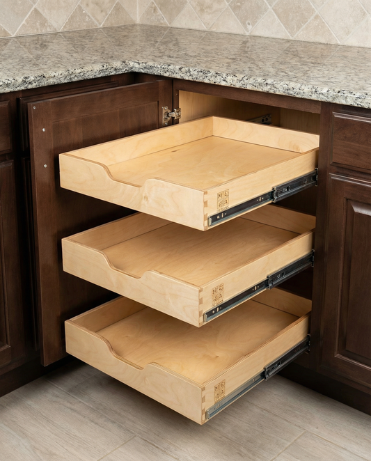 Drawer | Baltic Birch Plywood, Half Blind Dovetail, 1/2" Sides, 1/4" Birch Ply Bottom, Clear Coated, Pull Cut out