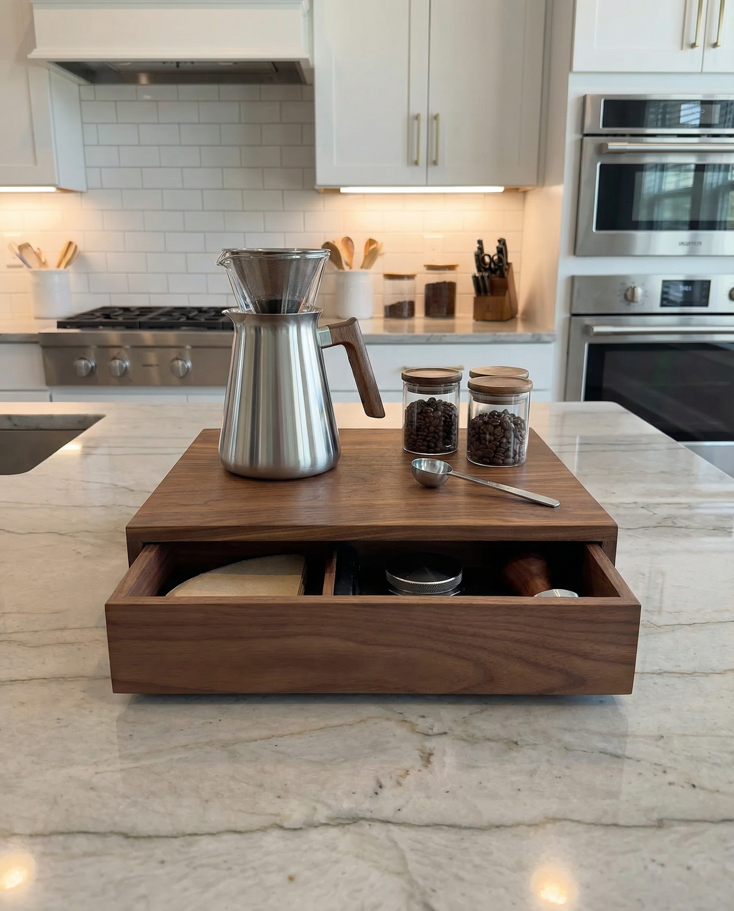 Drawer Unit | Black Walnut, Half Blind Dovetail, 5/8" Sides, 1/4" Birch Ply Bottom, Clear Coated, Inset Drawer Front