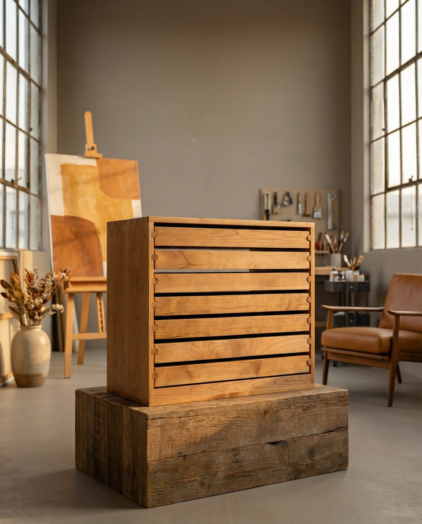 Artist Supply Drawer Chest | Handmade Wood Studio Organizer | Custom Paint Tube & Brush Storage | Flat File Drawer Unit