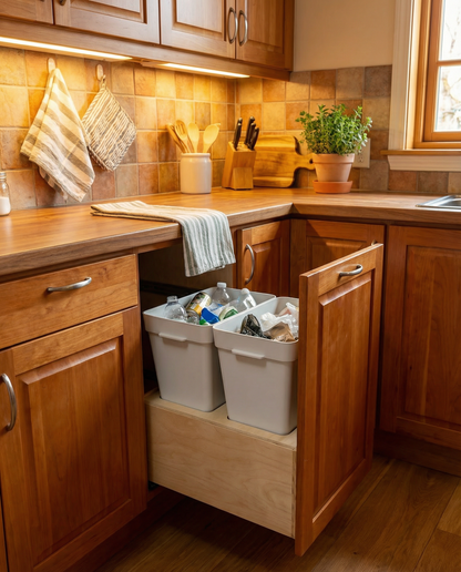 Drawer | Baltic Birch Plywood, Half Blind Dovetail, 1/2" Sides, 1/4" Birch ply Bottom, Clear Coated, Waste Bin Cutout