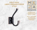 Rustic Wall Coat Rack with Shelf: Entryway Organizer with Black Hooks | Abstract Wave Burnt Orange