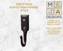 Rustic Wall Coat Rack with Shelf: Entryway Organizer with Black Hooks | Abstract Wave Burnt Orange