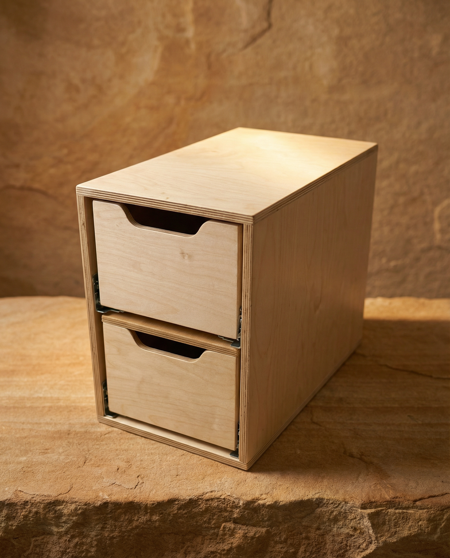 Drawer Unit | Baltic Birch Plywood, Half Blind Dovetail, 5/8" Sides, 1/4" Birch Ply Bottom, Clear Coated, (2) Drawers, Pull Cutouts, Lid Top