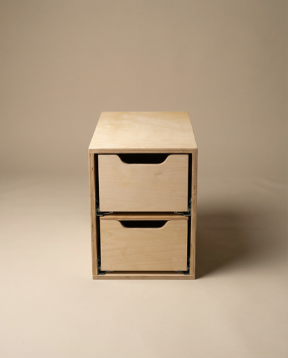 Drawer Unit | Baltic Birch Plywood, Half Blind Dovetail, 5/8" Sides, 1/4" Birch Ply Bottom, Clear Coated, (2) Drawers, Pull Cutouts, Lid Top