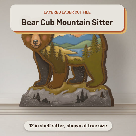 Bear Cub Mountain Sitter laser cut file: video