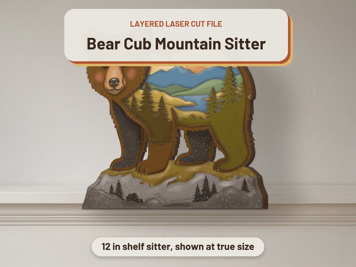 Bear Cub Mountain Sitter laser cut file: video