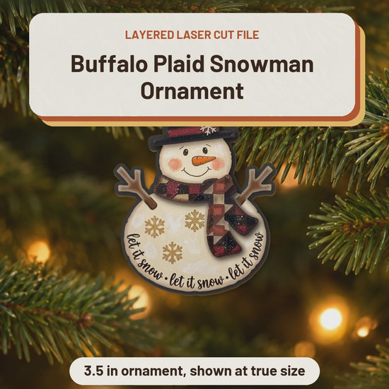 Buffalo Plaid Snowman Ornament laser cut file: video
