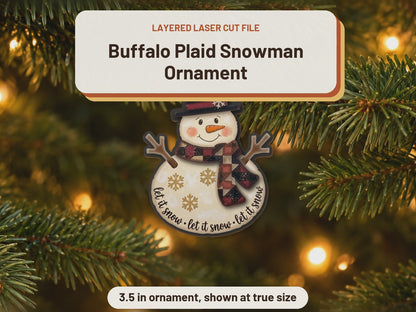 Buffalo Plaid Snowman Ornament laser cut file: video