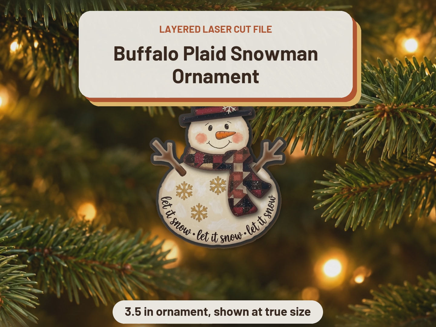 Buffalo Plaid Snowman Ornament laser cut file: video