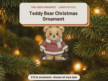 Two-Sided Teddy Bear Christmas Ornament laser cut file: video