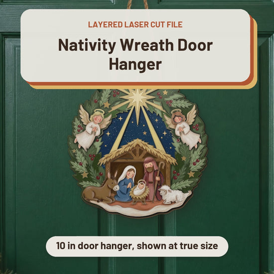 Nativity Wreath Door Hanger laser cut file: video