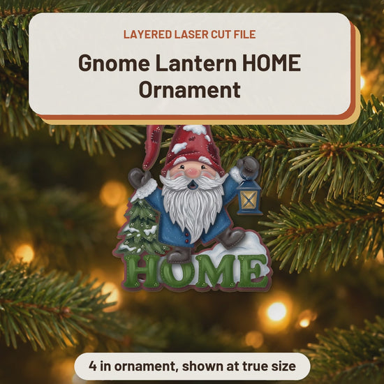 Gnome Lantern HOME Ornament laser cut file: video