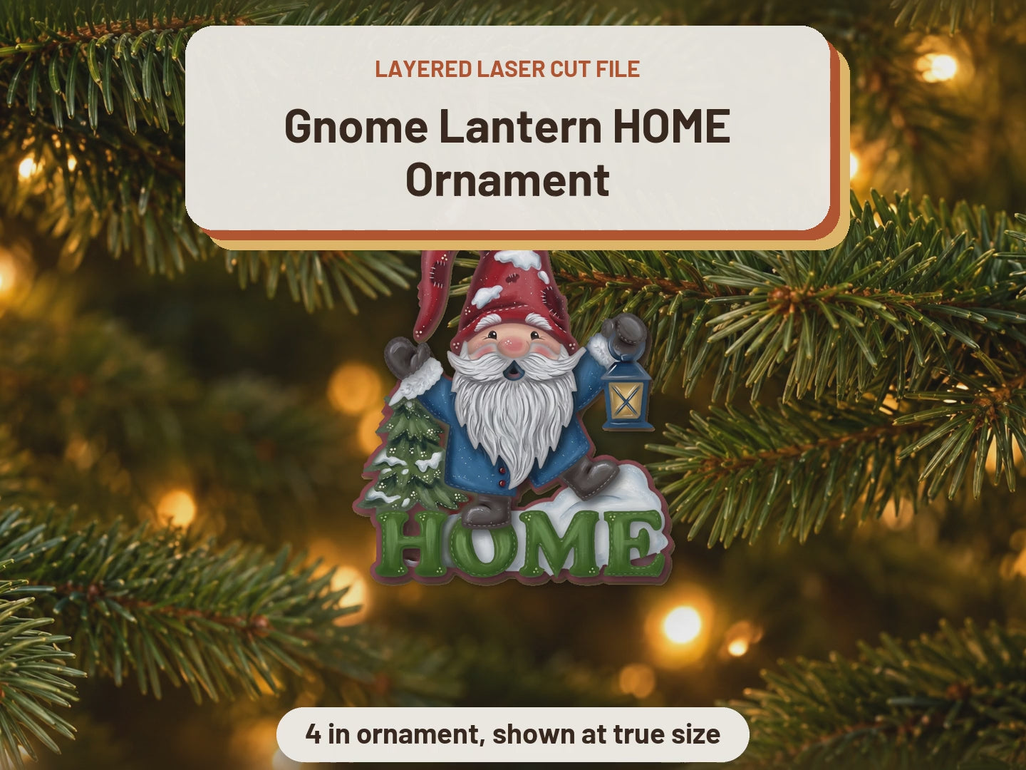 Gnome Lantern HOME Ornament laser cut file: video