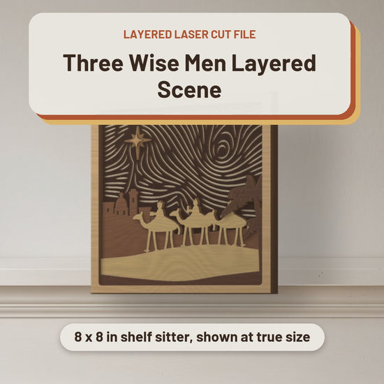 Three Wise Men Layered Scene laser cut file: video
