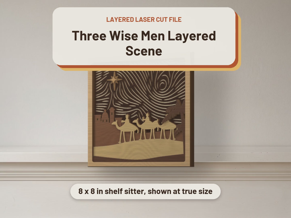 Three Wise Men Layered Scene laser cut file: video