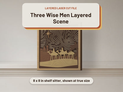 Three Wise Men Layered Scene laser cut file: video
