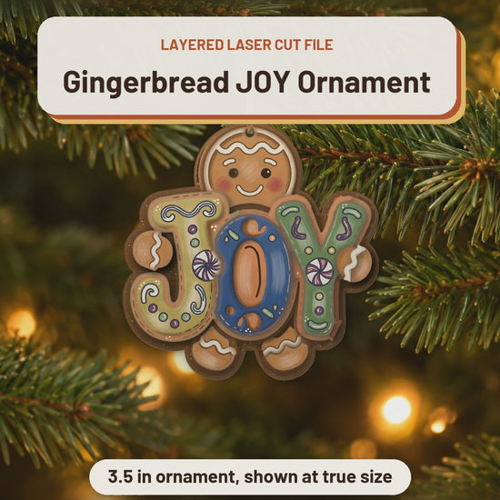 Gingerbread JOY Ornament laser cut file: video