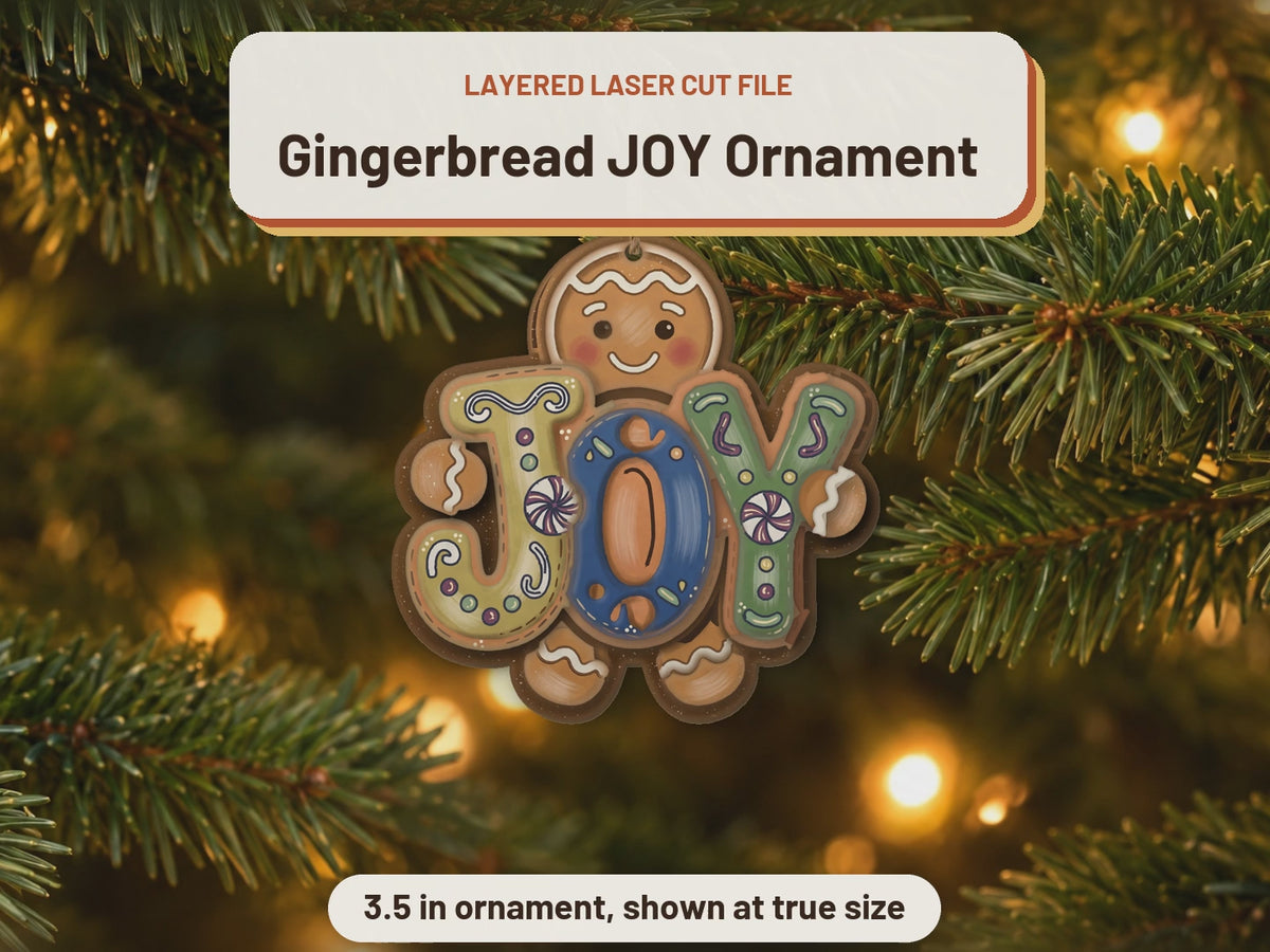 Gingerbread JOY Ornament laser cut file: video