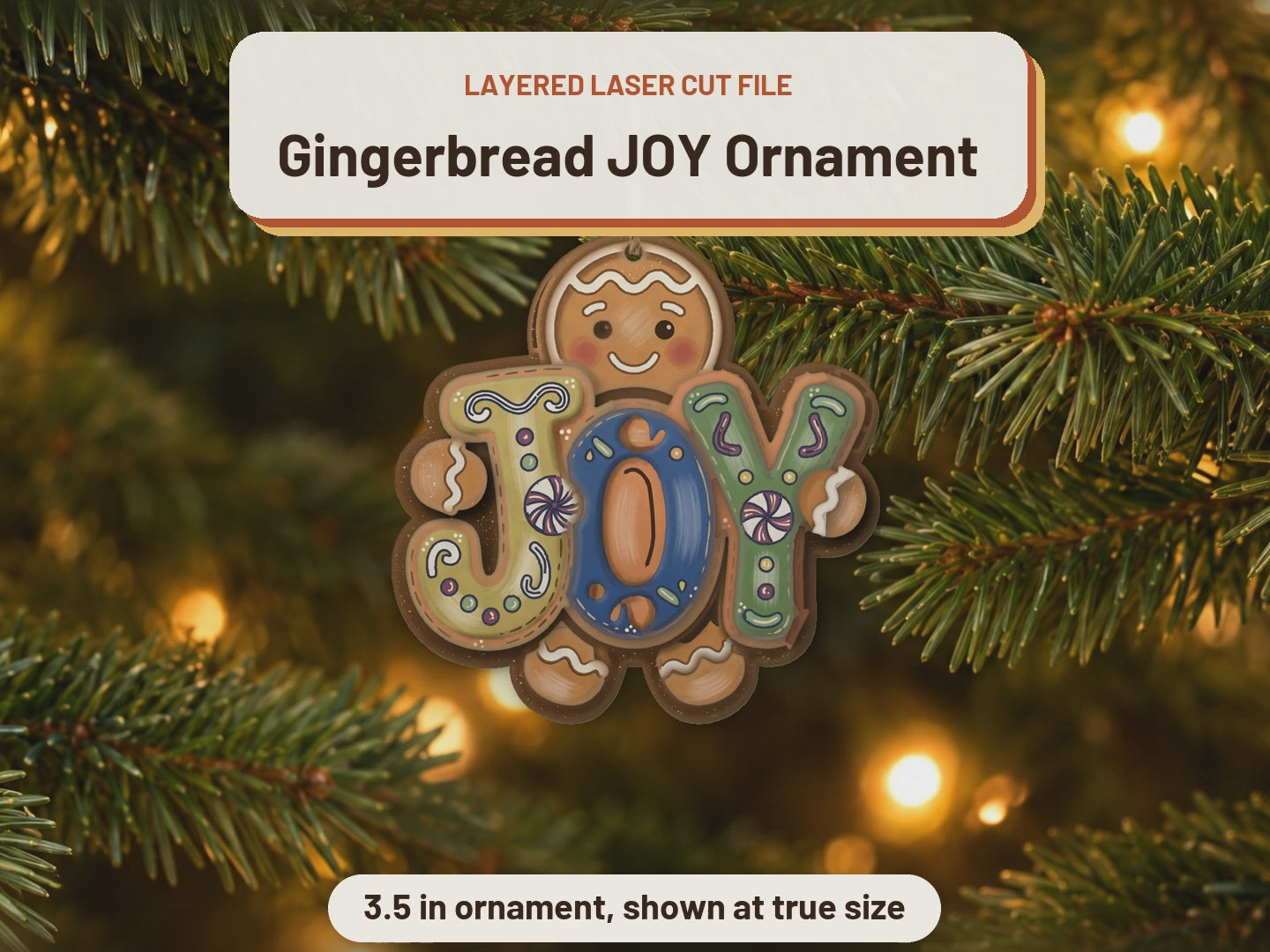 Gingerbread JOY Ornament laser cut file: video
