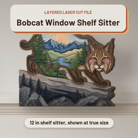 Bobcat Window Shelf Sitter laser cut file: video